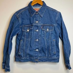 LEVI STRAUSS Ex-Boyfriend Darker Blue Denim Trucker Jacket 29944-0011- Size S
